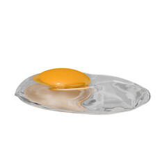 Crack an egg and fried egg 3D rendering