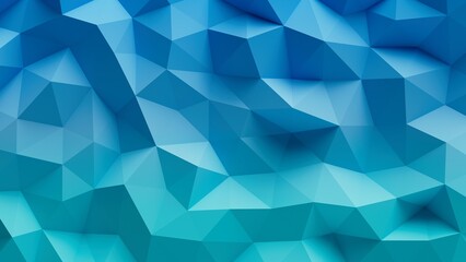 Abstract geometric background with triangles in blue to green gradient.