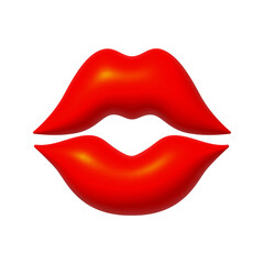 Cute red 3d lips. Happy Valentine's Day 3d vector design element.