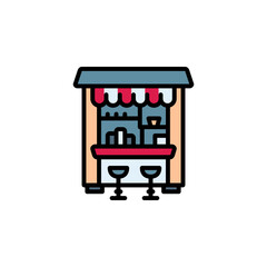snack booth vector icon filled line style. Perfect for website, application, commerce, presentation, logo and more. simple and modern color outline icon