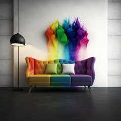 Colorful sofa illustration. Couch.