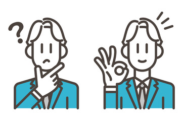 Problem, solution set: male business person [Vector illustration].