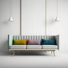 Scandinavian light sofa illustration. Modern lounge.