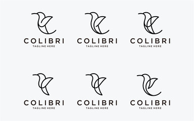 logo design bird line creative template