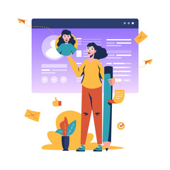 Create online resume profile flat design