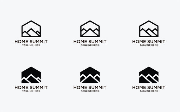 logo design home with mountain,summit,hill,top template
