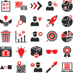 Startup icons set, startup icons pack, startup vector icons set, business marketing icons set, marketing icons pack, business startup vector icons set, startup glyph dual icons set