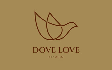 Dove Monoline Logo. Minimalist Dove Logo.