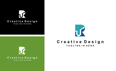 Naklejka premium simple RU UR letter logo design monogram idea template vector