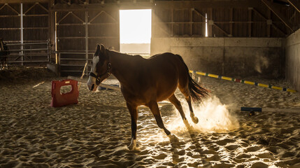 A horse training at the riding school