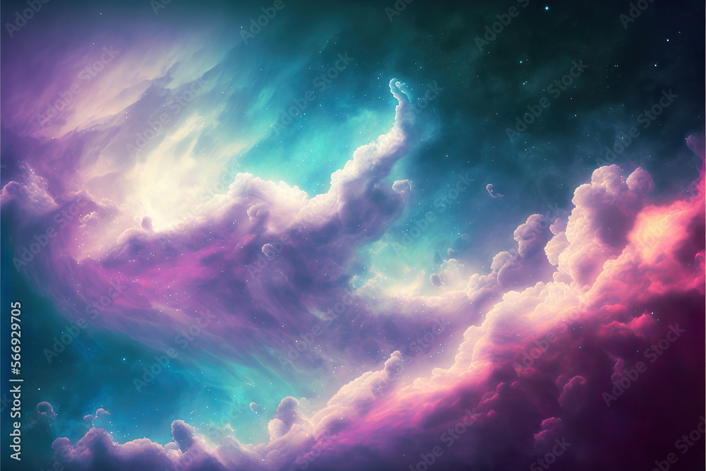 Poster abstract colorful background with clouds, generative ai