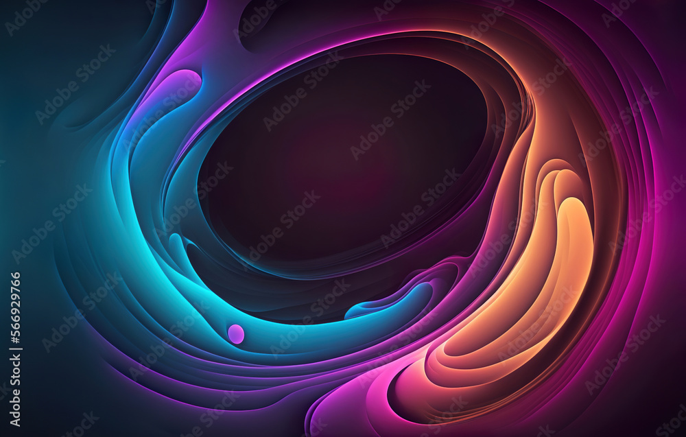 Wall mural abstract colorful background with glowing lines, generative ai