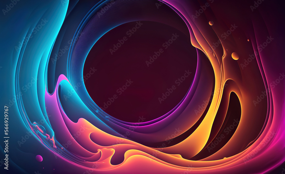 Wall mural abstract colorful background with glowing lines, generative ai