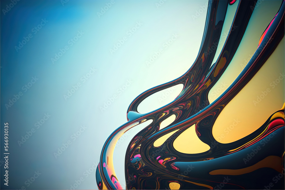Wall mural abstract futuristic light background with smooth colorful wavey and twirly shapes, generative ai