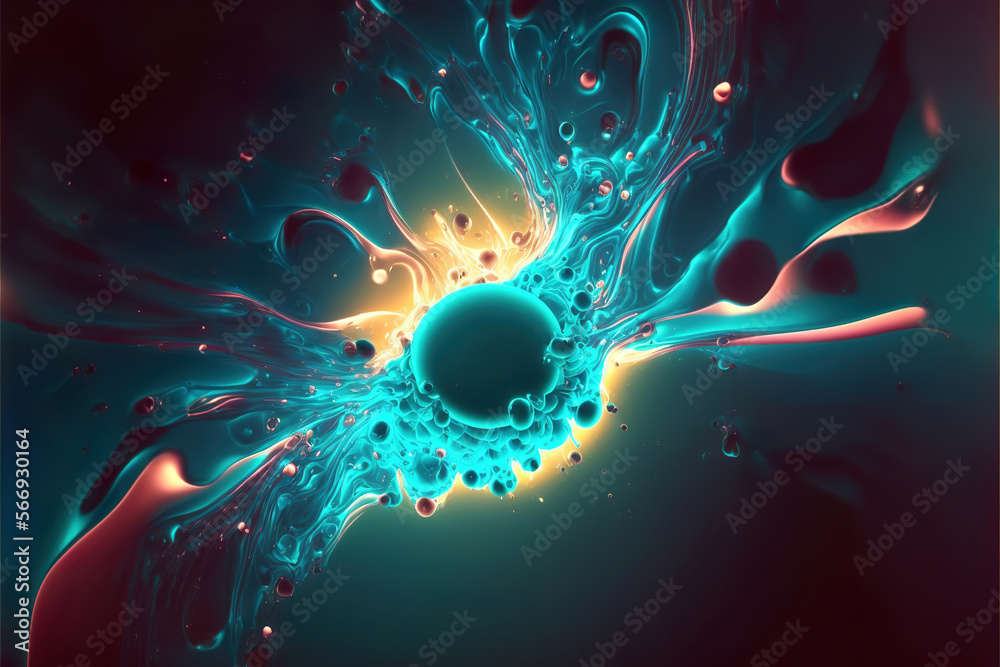 Wall mural abstract colorful background with glowing light trails, generative ai