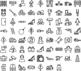 Construction vector icons, architecture icons pack, construction icons set, engineering icons pack, Construction building icons set, icons collection of Construction, Construction line icons set 