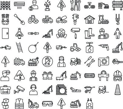 Construction vector icons, architecture icons pack, construction icons set, engineering icons pack, Construction building icons set, icons collection of Construction, Construction line icons set 