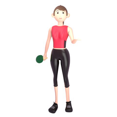 female sports athlete 3d illustration. an athlete who won an international level award