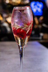 Cocktails at the bar of a restaurant. Tasty alcoholic drink.