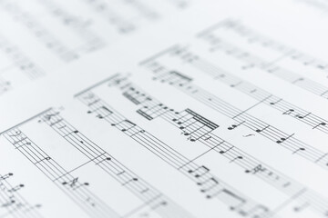 Sheet Music : Background Musical Notes with selective focus , International musician and composer concept.