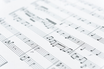 Sheet Music : Background Musical Notes with selective focus , International musician and composer concept.