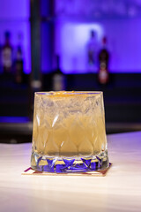 Cocktails at the bar of a restaurant. Tasty alcoholic drink.