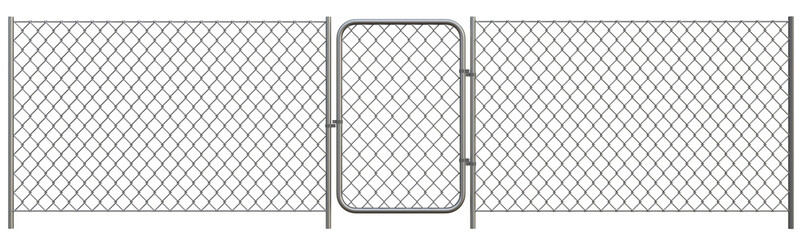 Metal chain link fences and metal door. Png Transparent Illustration