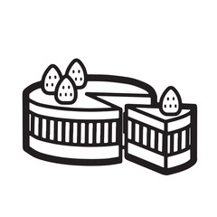 ホールケーキ　モノクロイラストアイコン