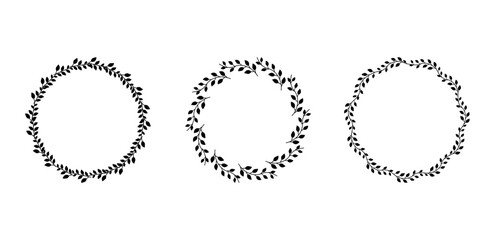 Set of black laurels frames branches.