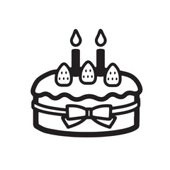 ホールケーキ　モノクロイラストアイコン