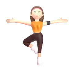 female sports athlete 3d illustration. an athlete who won an international level award