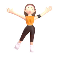 female sports athlete 3d illustration. an athlete who won an international level award