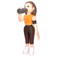 female sports athlete 3d illustration. an athlete who won an international level award