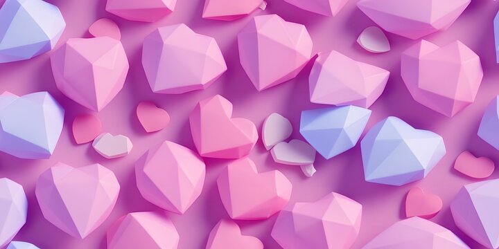 Seamless abstract valentine texture, perfect tile, low poly wallpaper, made with generative ai