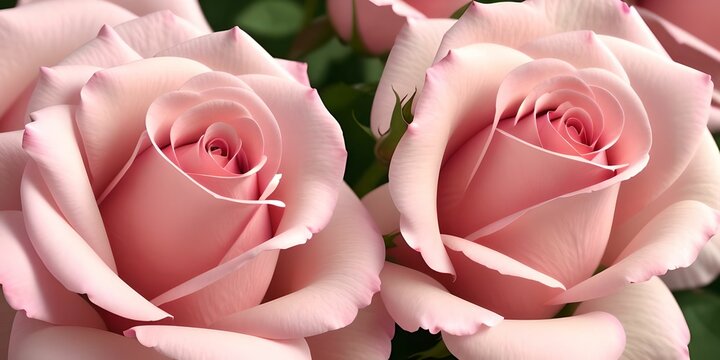 Close up of two pink roses, valentine wallpaper background, made with generative ai