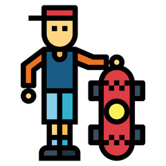skateboard filled outline icon style