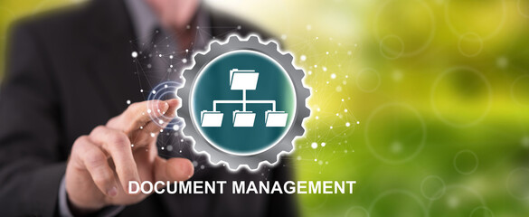 Man touching a document management concept