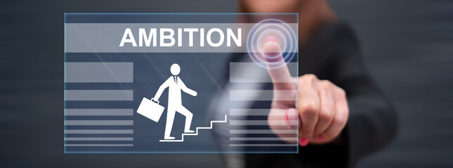 Woman touching an ambition concept