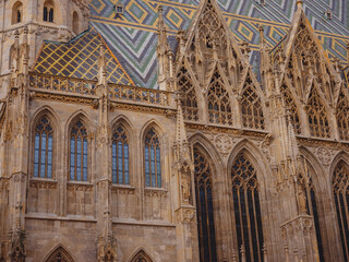 St. Stephen's cathedral on Stephansplatz square. Summer Travel to capital of Austria Vienna. catholic cathedral, national symbol of austria and symbol of the city of vienna.