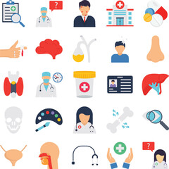 Medical healthcare icons set, medical icons pack, healthcare vector icons set, treatment icons pack, body organs vector icons set, health vector icons set, medical flat icons set

