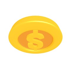 3d gold game coin with dollar sign
