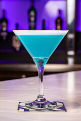 Cocktails at the bar of a restaurant. Tasty alcoholic drink.