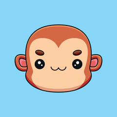Obraz premium cute monkey head cartoon mascot doodle art hand drawn outline concept vector kawaii icon illustration