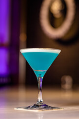 Cocktails at the bar of a restaurant. Tasty alcoholic drink.