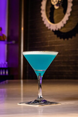 Cocktails at the bar of a restaurant. Tasty alcoholic drink.