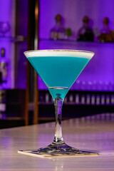 Cocktails at the bar of a restaurant. Tasty alcoholic drink.