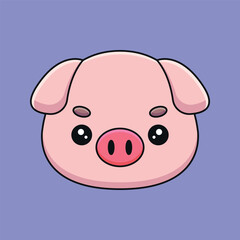 cute pig head cartoon mascot doodle art hand drawn outline concept vector kawaii icon illustration