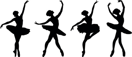 Collection of graceful ballerina silhouette shapes