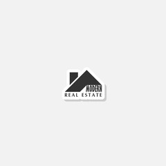 Modern Roof and home logo sticker isolated on gray background