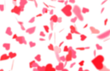 Falling red and pink hearts isolated on transparent background. Valentine’s day design. 3D rendering
